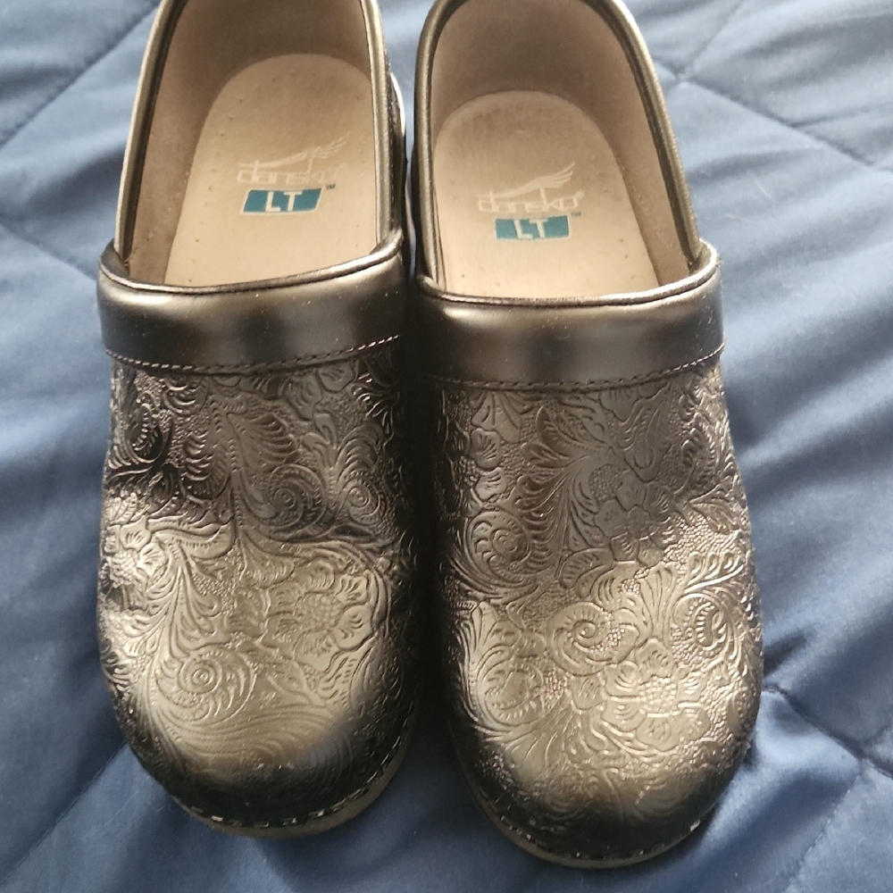 Dansko Black Embossed Women's Mules, Size 36